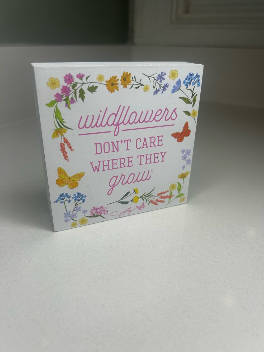 NEW Dolly Parton 4x4 wood Wildflowers Decorative Box Sign - Pink Floral Design